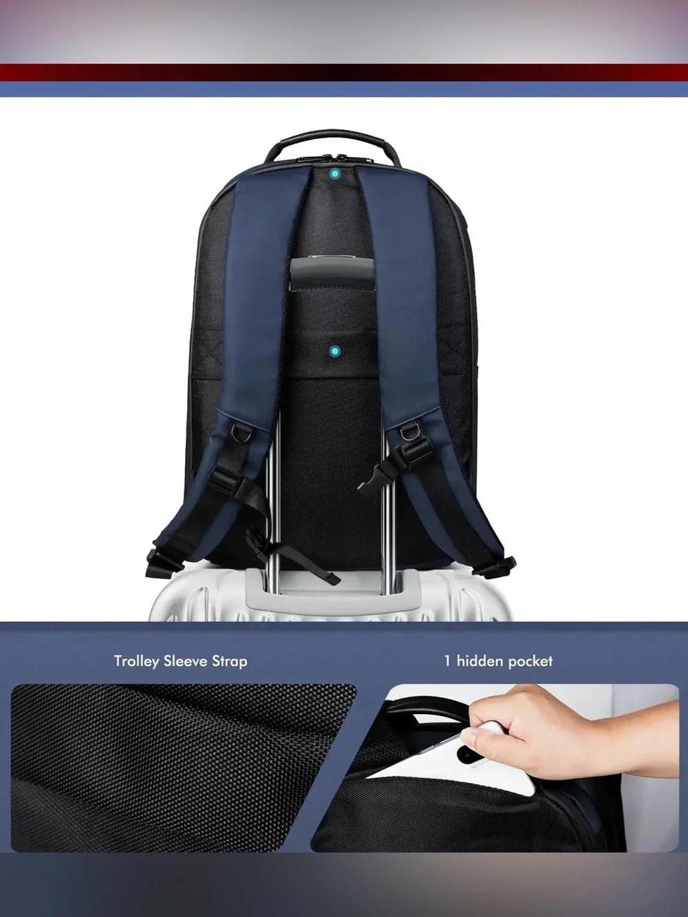 Gelrova LuminaPack X1 Black LED Motorcycle Backpack 16.6”